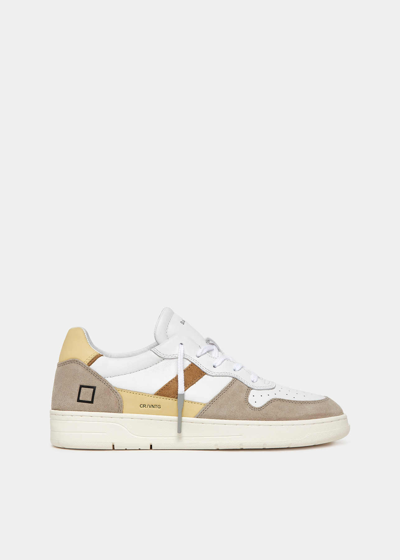 D.A.T.E. Sneakers COURT 2.0 VINTAGE CALF WHITE-YELLOW | Date shoes