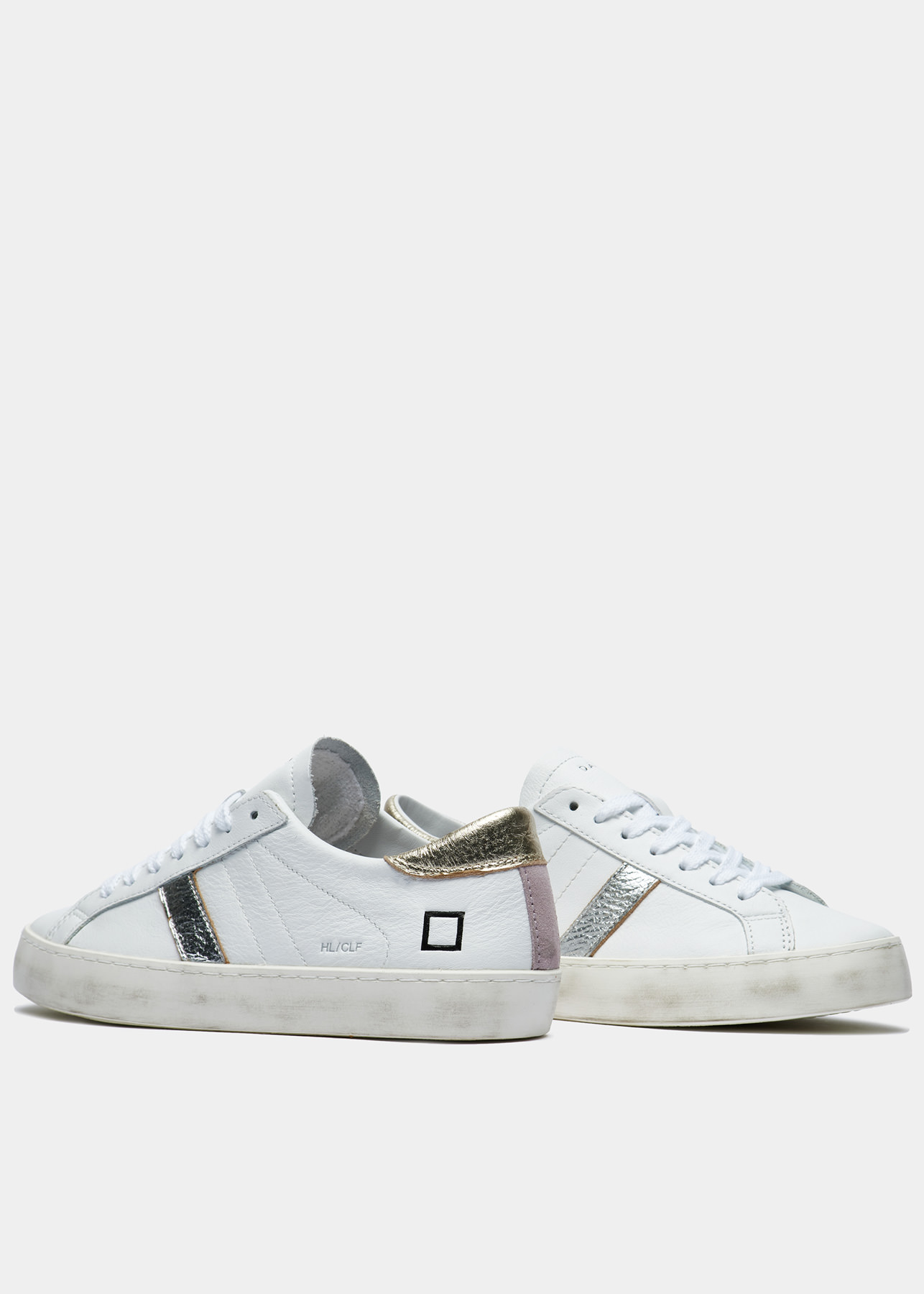 D.A.T.E. Sneakers HILL LOW CALF WHITE-PLATINUM | Date shoes